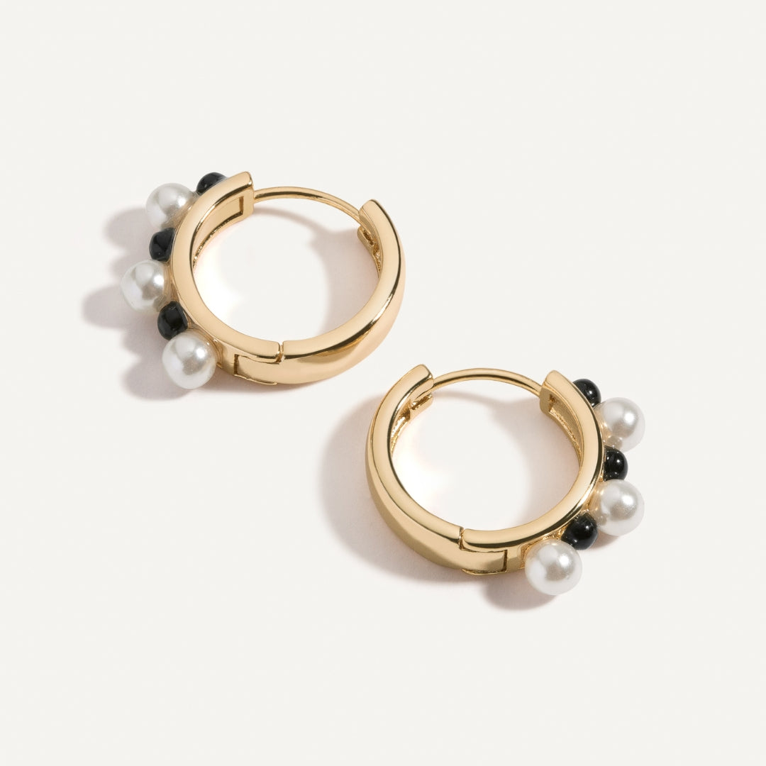 Pearl &amp; Onyx Hoops