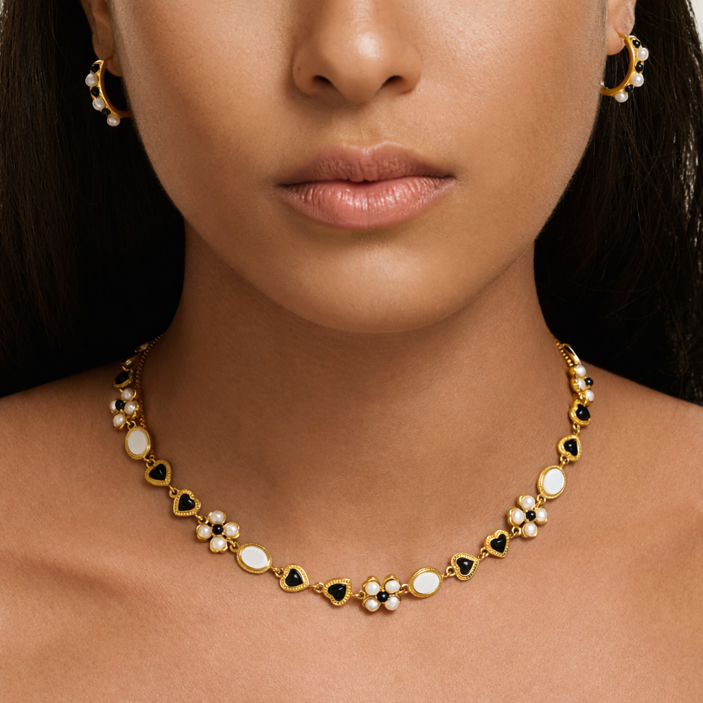 Pearl & Onyx Collar Necklace