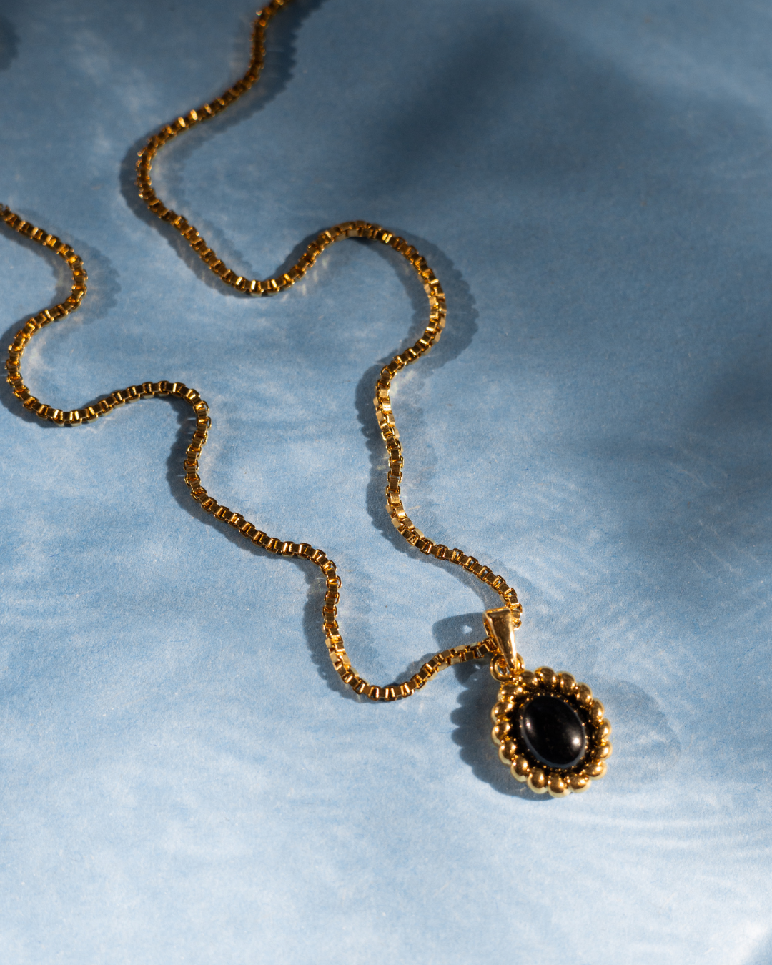 Onyx Halo Pendant Necklace