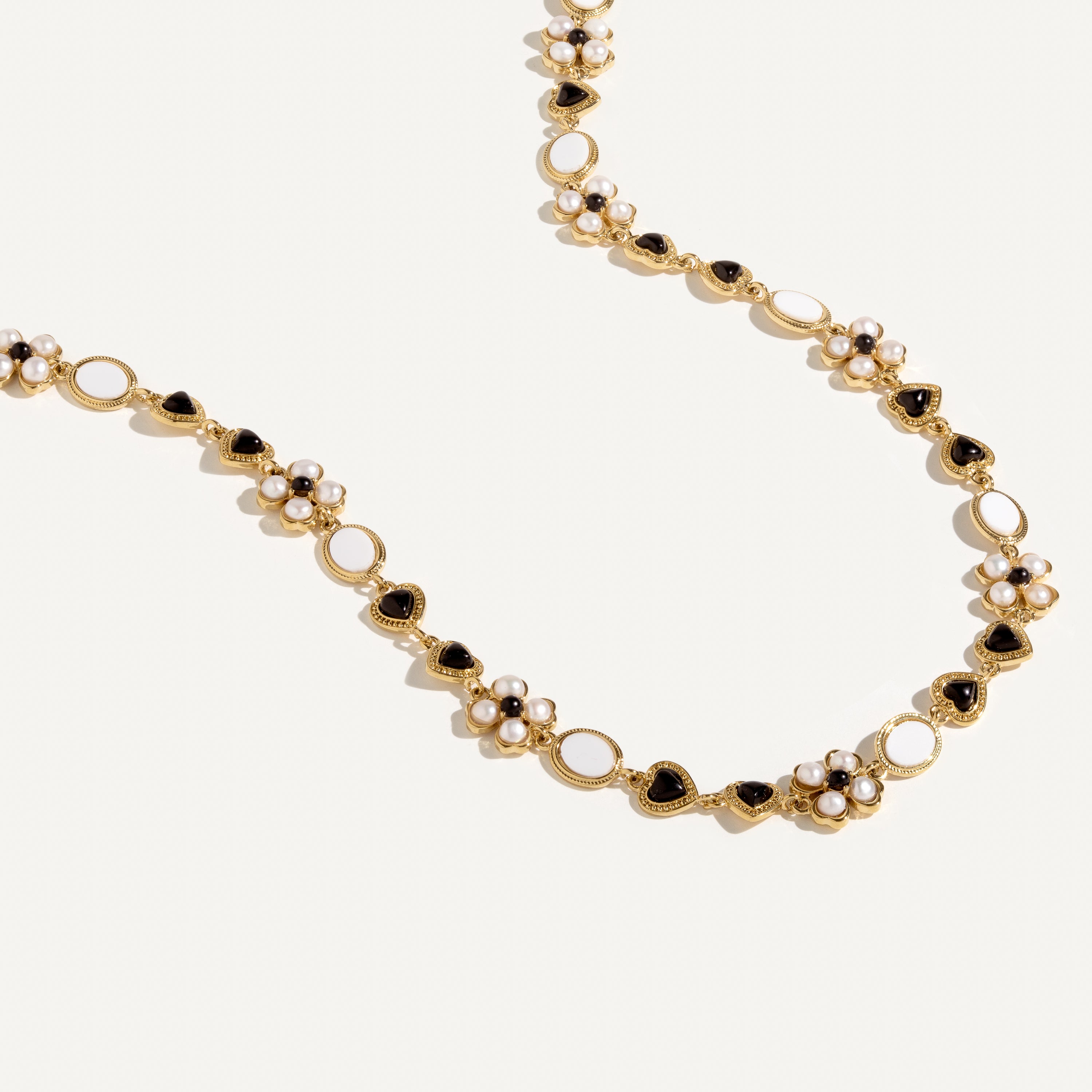 Pearl &amp; Onyx Collar Necklace