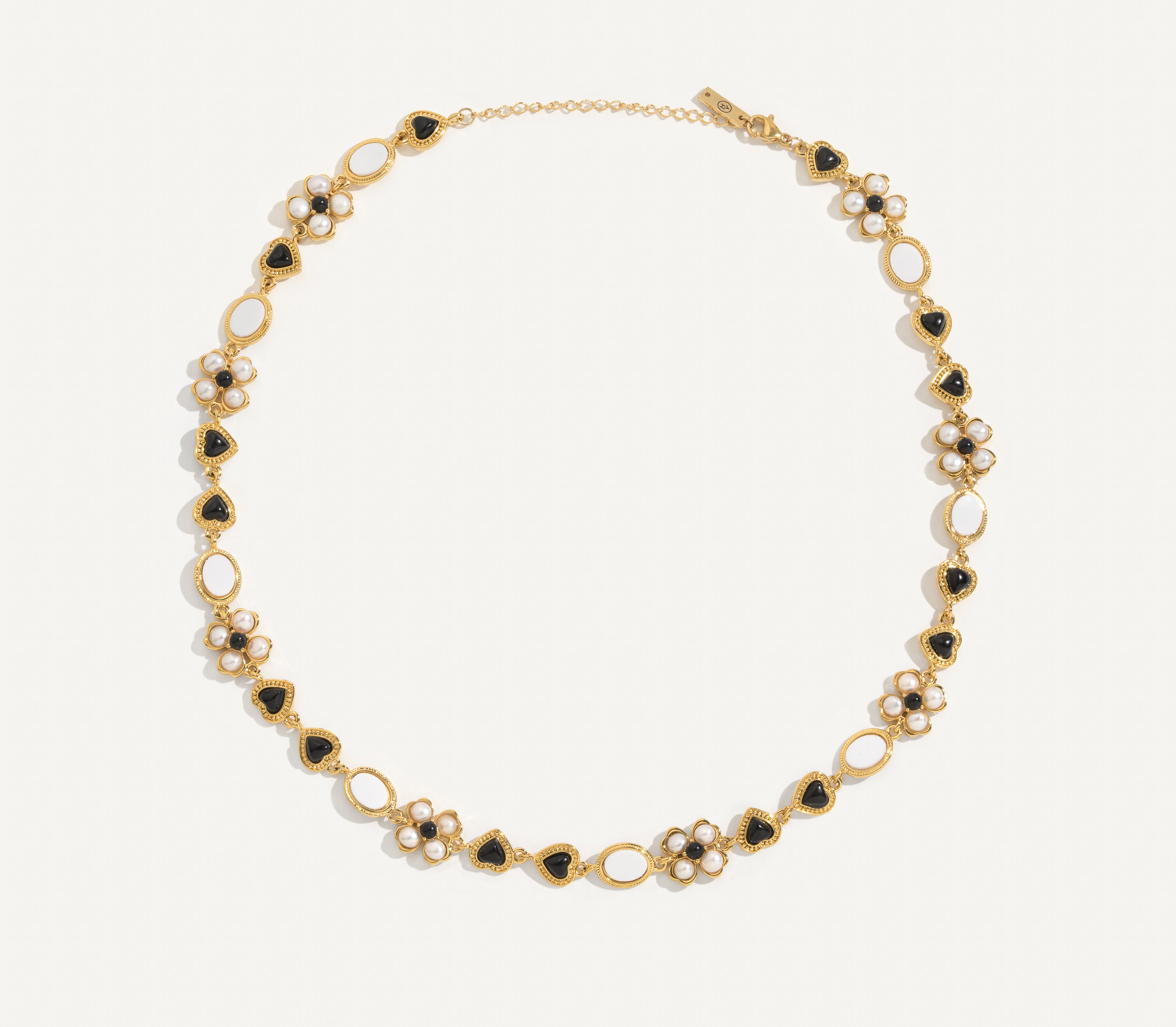 Pearl &amp; Onyx Collar Necklace