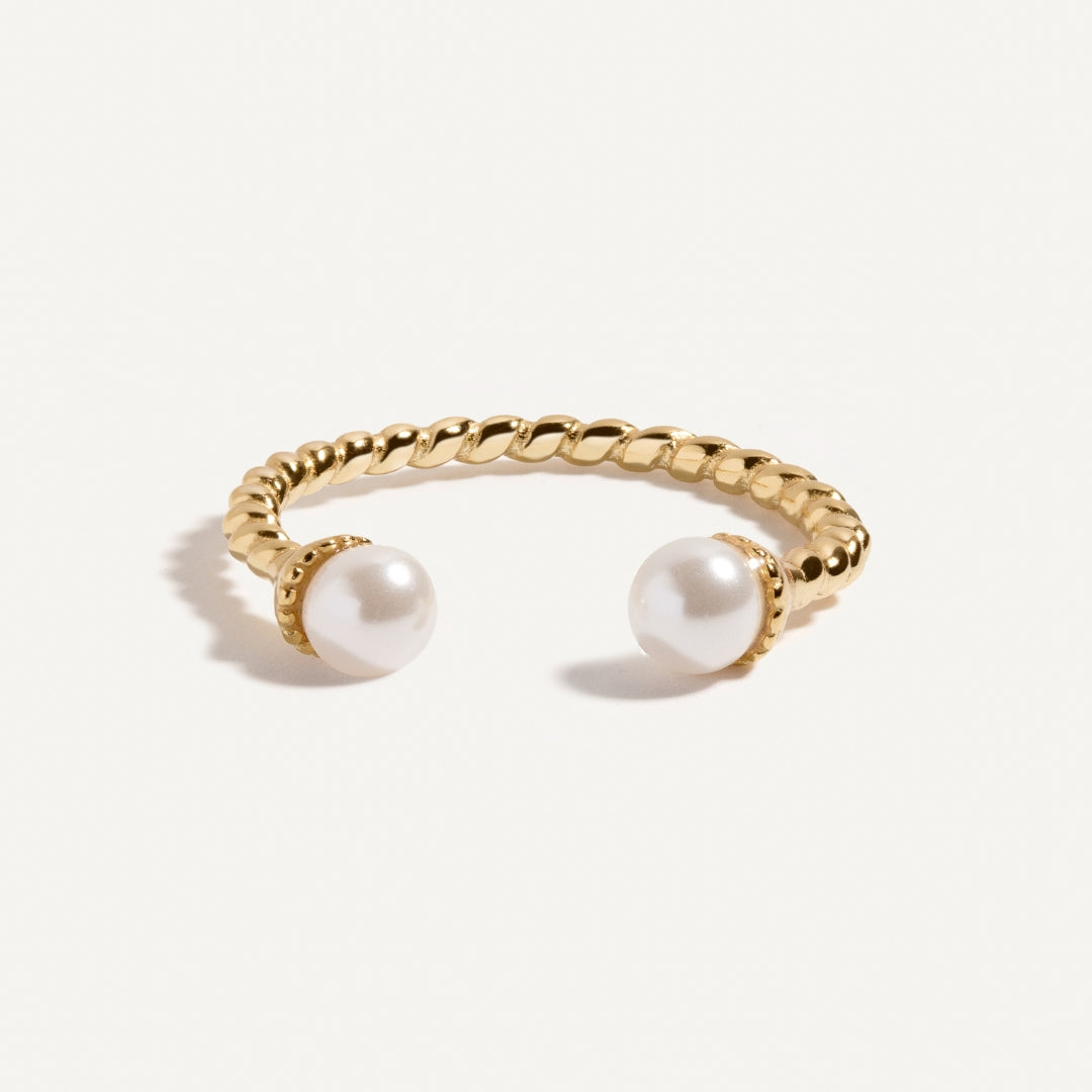 Double Pearl Open Ring