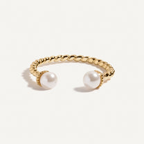 Double Pearl Open Ring