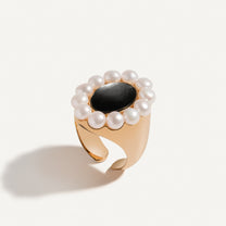 Onyx & Pearl Signet Ring