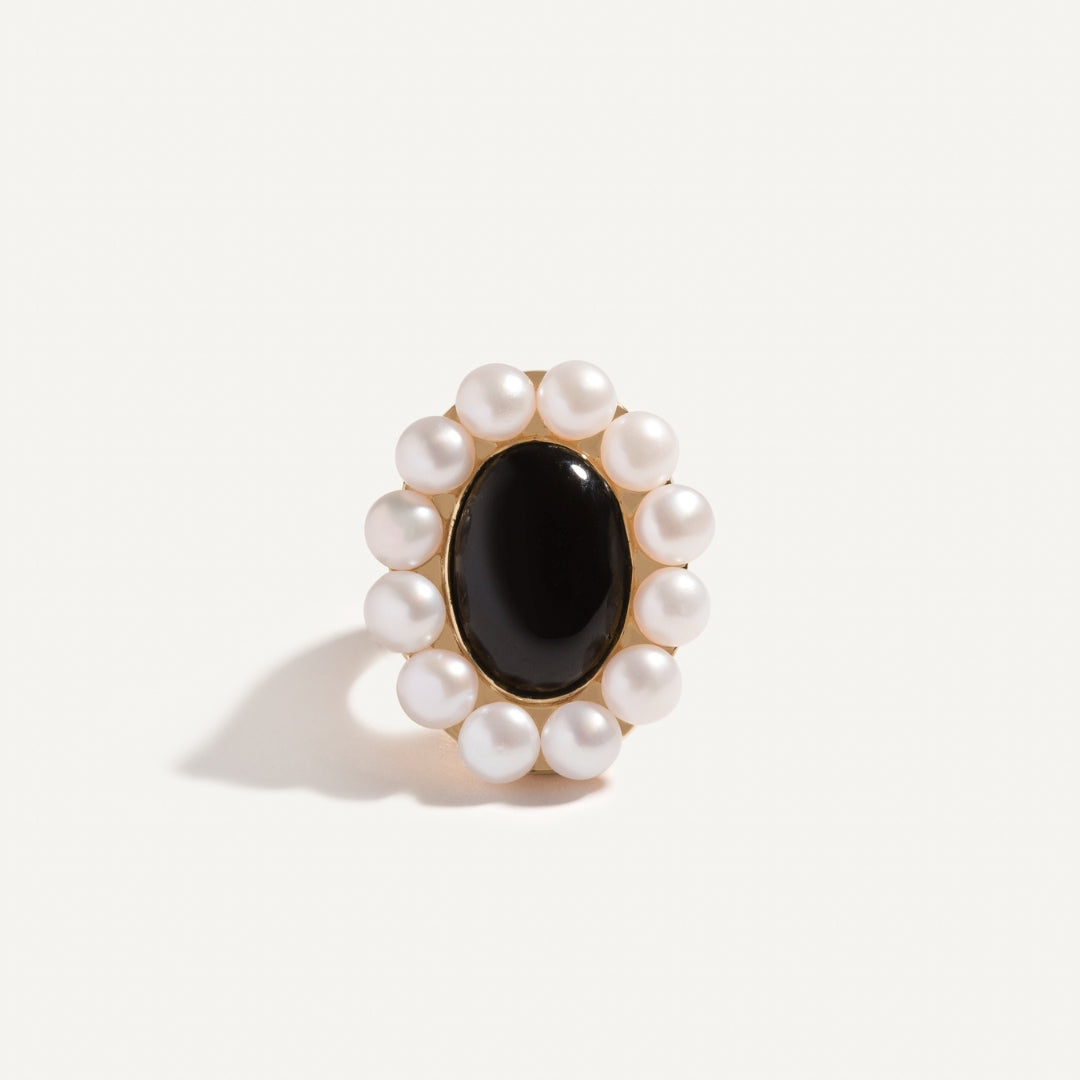 Onyx & Pearl Signet Ring