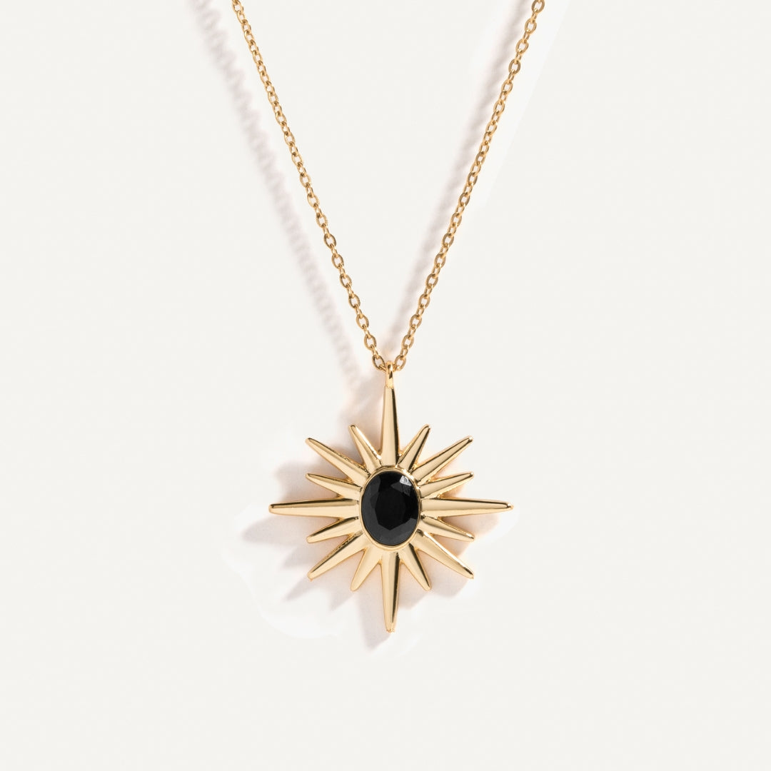 Black Onyx Sunburst Necklace