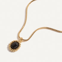 Onyx Halo Pendant Necklace