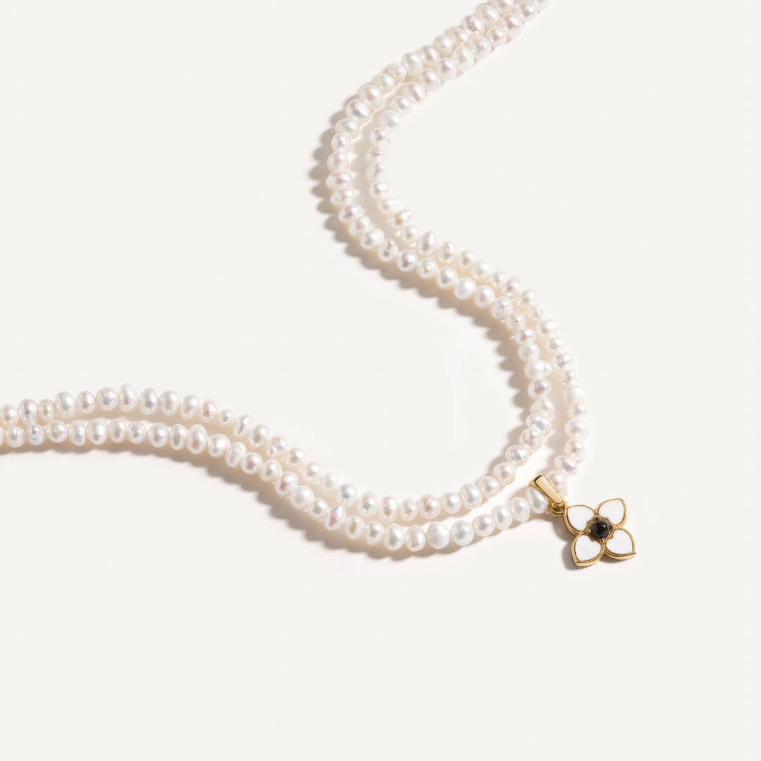 Quatrefoil Layered Pearl Necklace