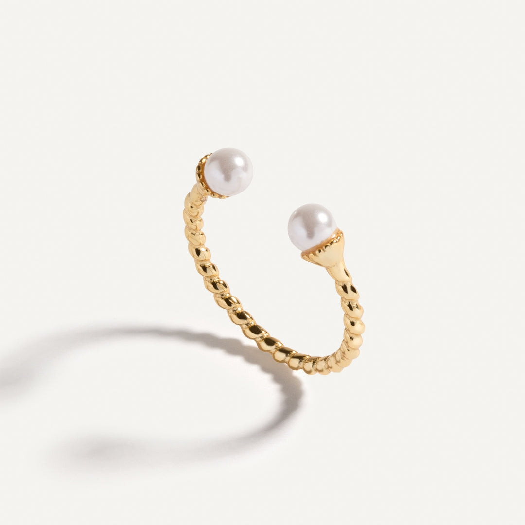 Double Pearl Open Ring