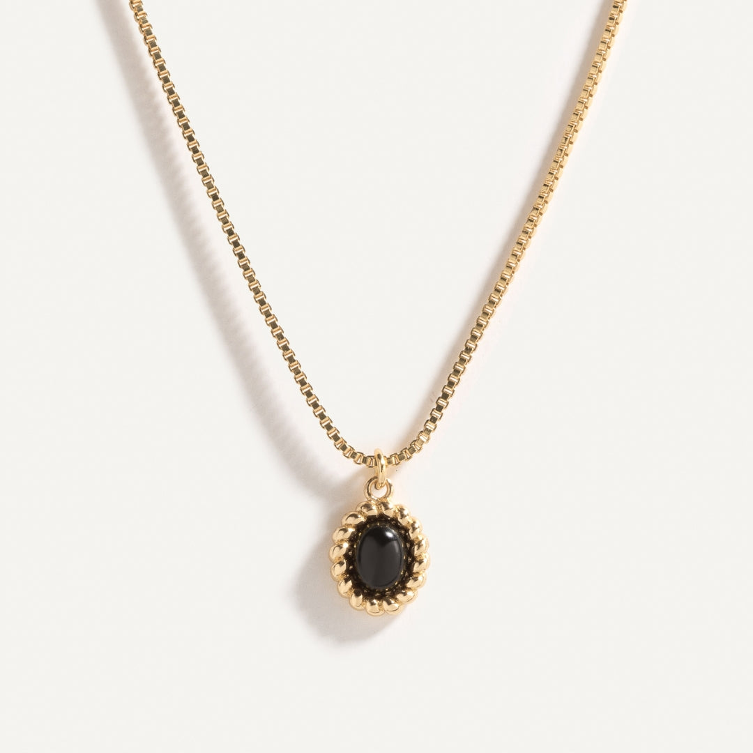 Onyx Halo Pendant Necklace