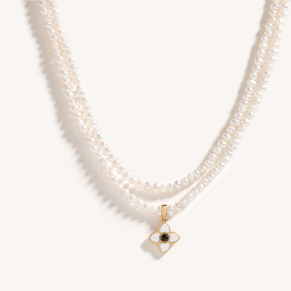 Quatrefoil Layered Pearl Necklace