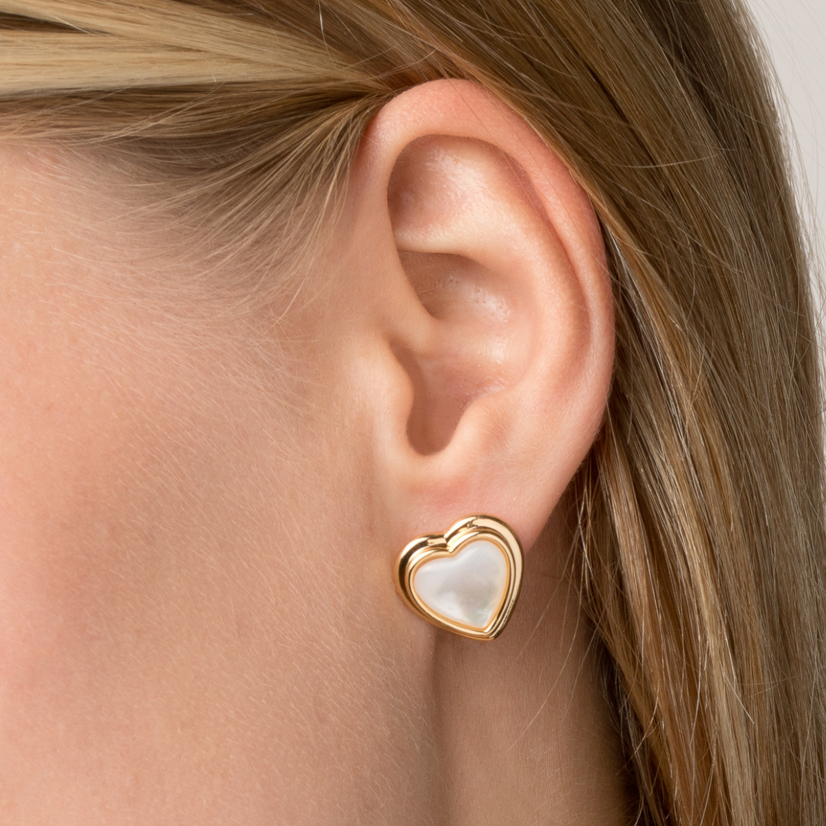 Pearl Heart Stud Earrings