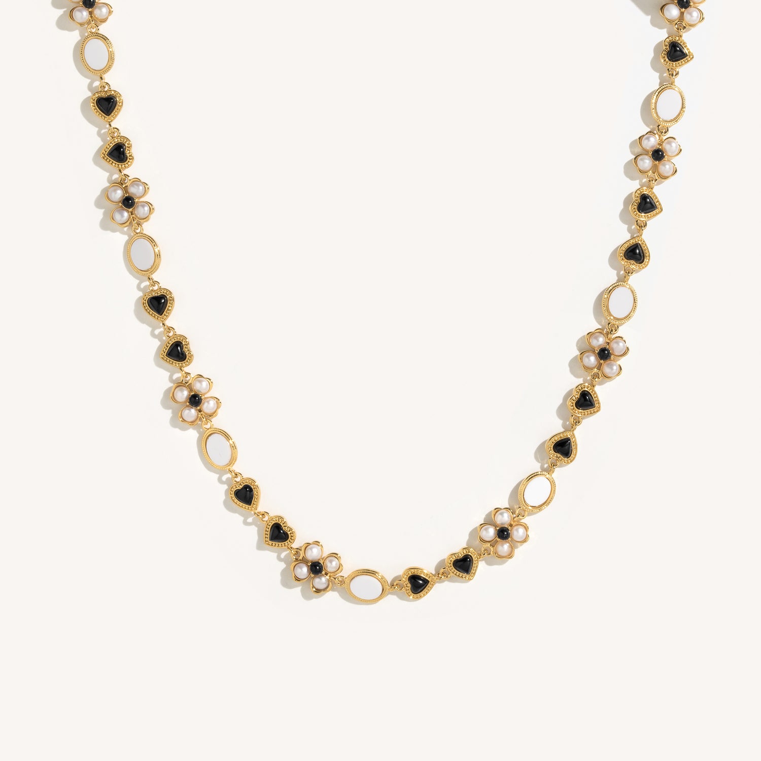 Pearl &amp; Onyx Collar Necklace