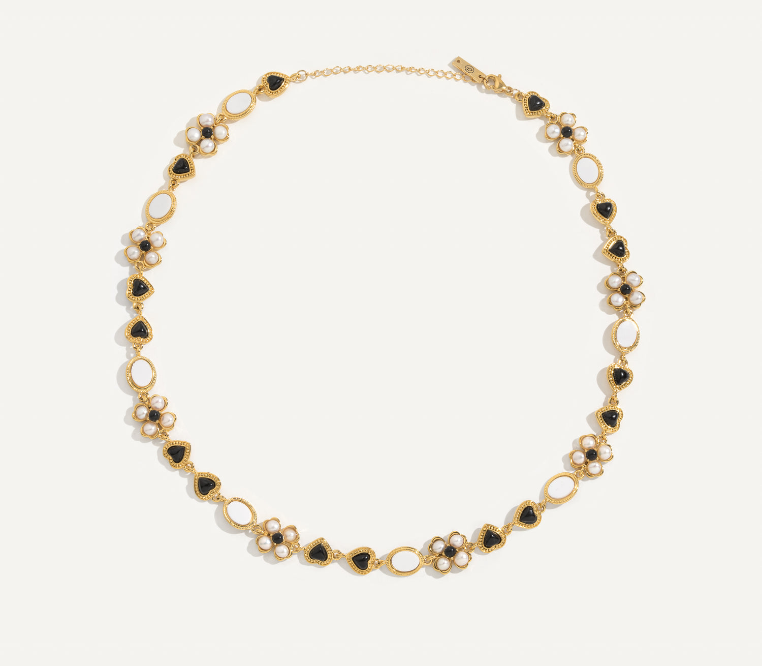 Pearl &amp; Onyx Collar Necklace