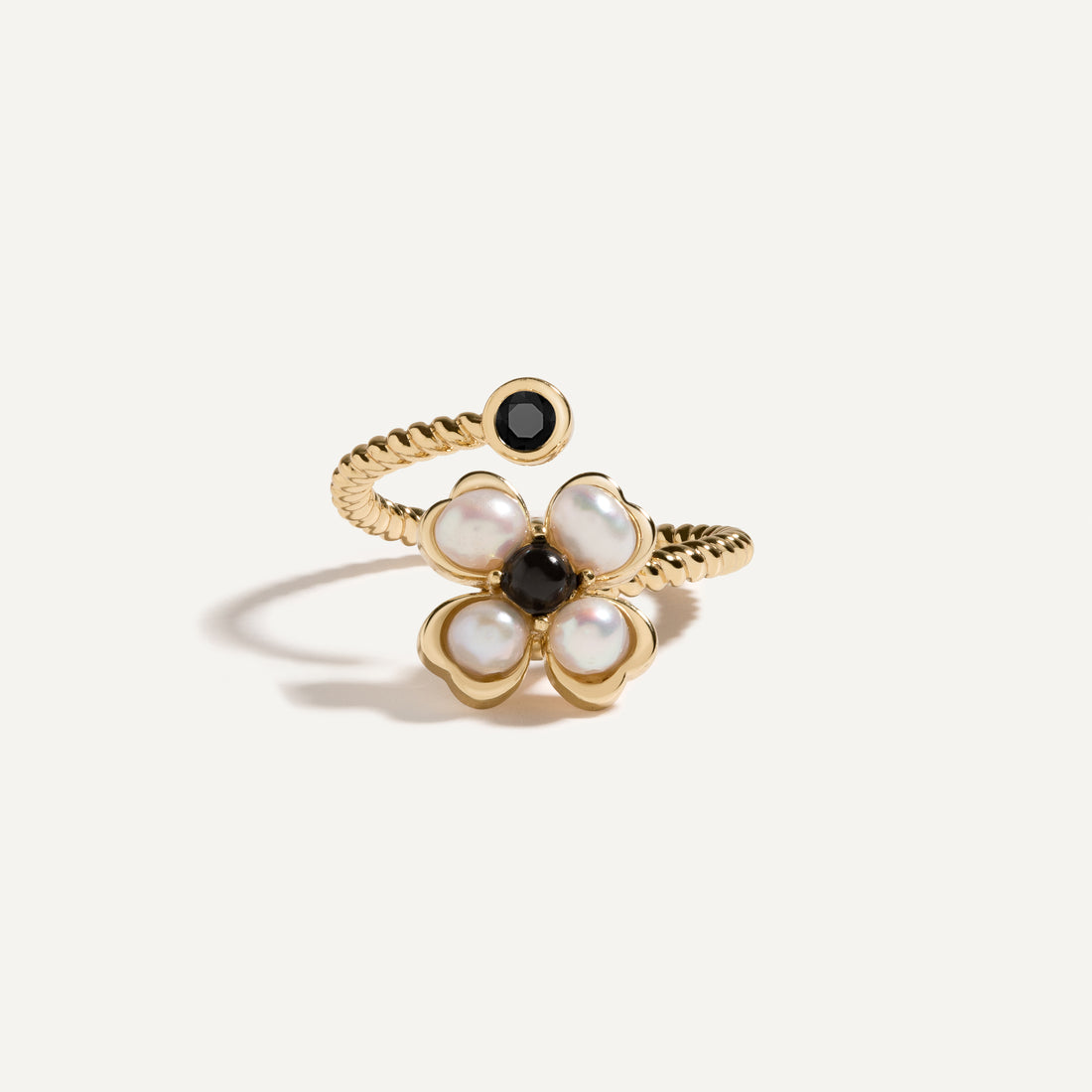 Pearl &amp; Onyx Spinning Ring