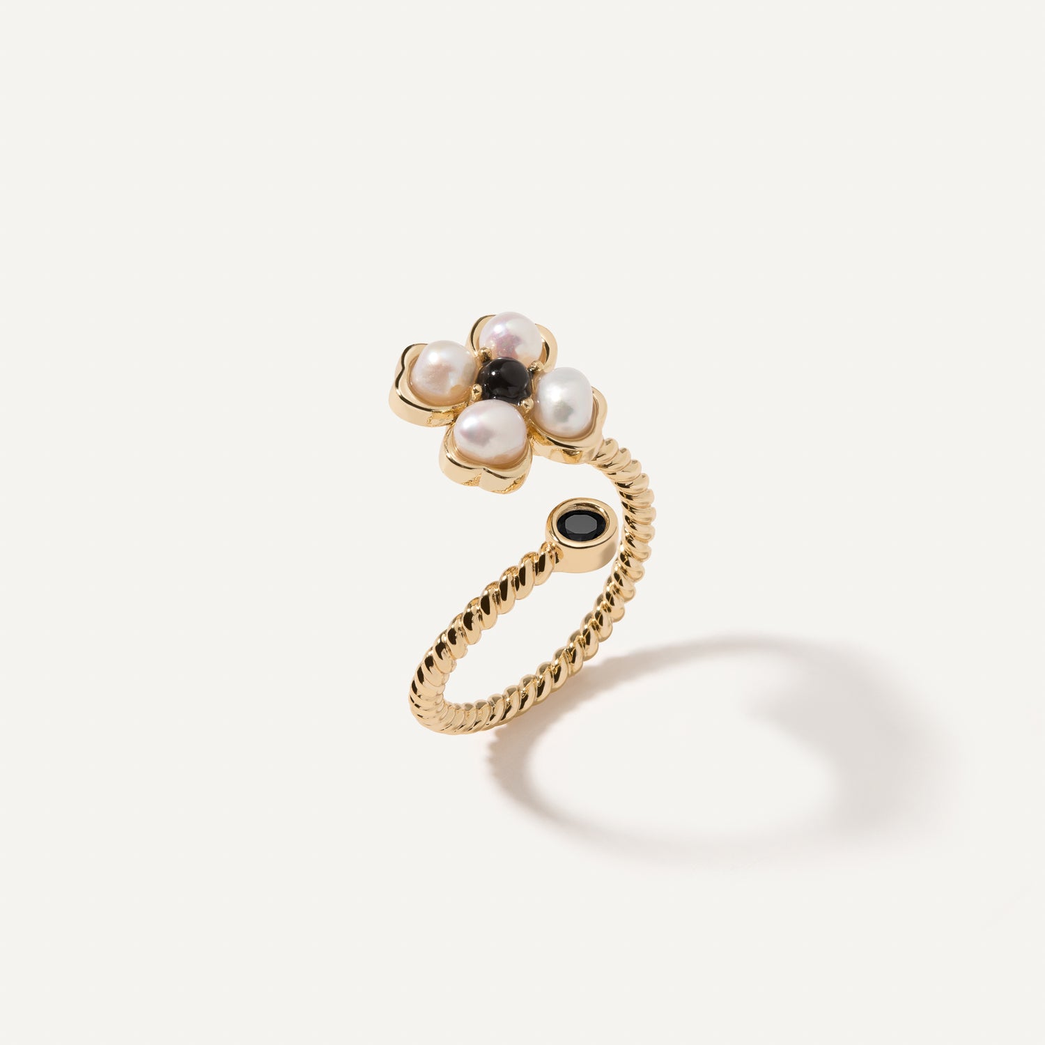 Pearl &amp; Onyx Spinning Ring