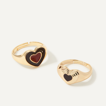 Twin Hearts Ring Set